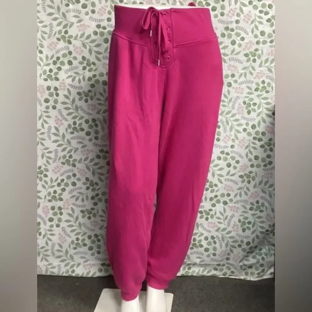 *RARE* Cool! Victorias Secret XL Hot Pink Corset-Style Tie Waist Sweatpants